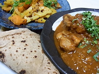 チキンマサラ・人参と蓮根のサブジ