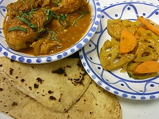 チキンマサラ・人参と蓮根のサブジ